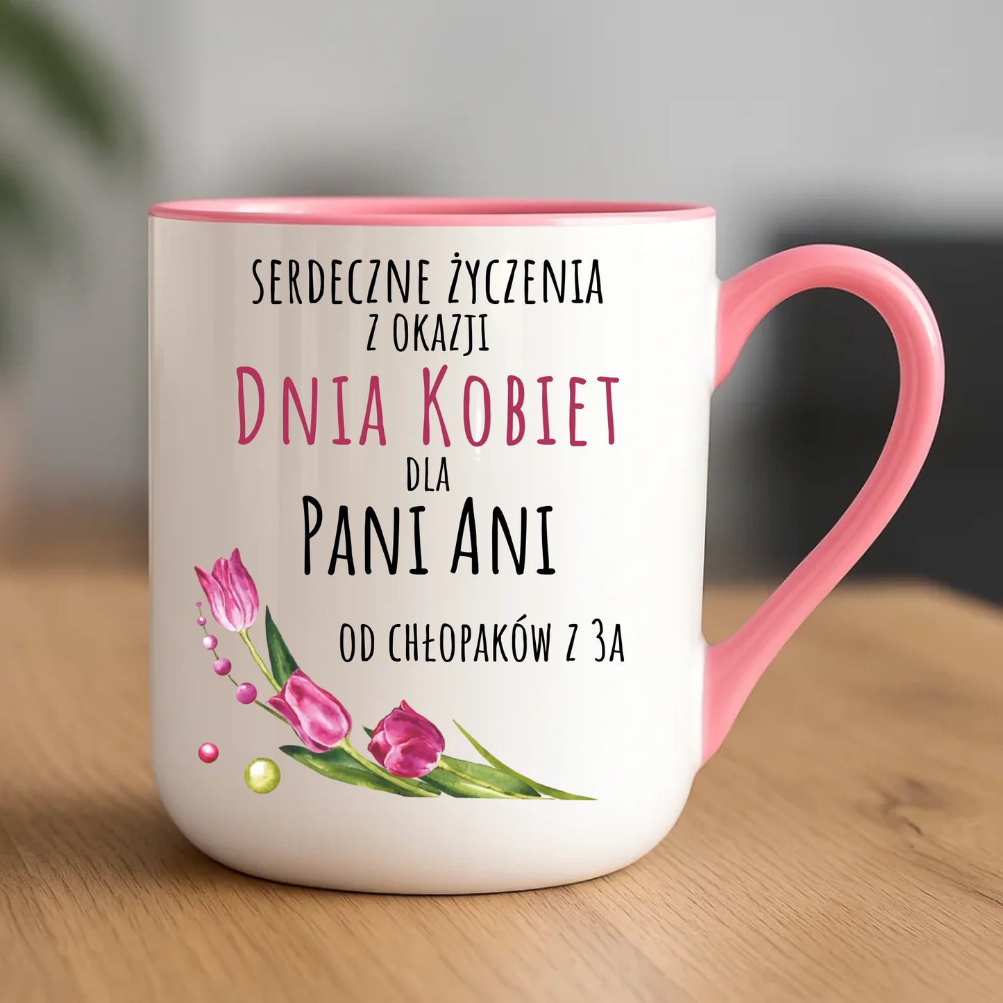 Kubek elegant na Dzień Kobiet - Serdeczne życzenia - personalizowany DK01 - StoryCups.pl