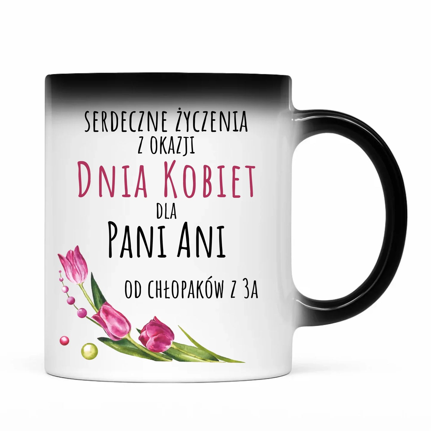 Kubek magiczny na Dzień Kobiet - Serdeczne życzenia - personalizowany DK01 - StoryCups.pl