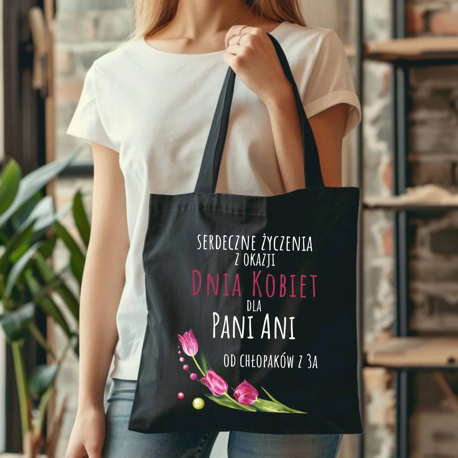 Torba na Dzień Kobiet - Serdeczne życzenia - personalizowana DK01 - StoryCups.pl