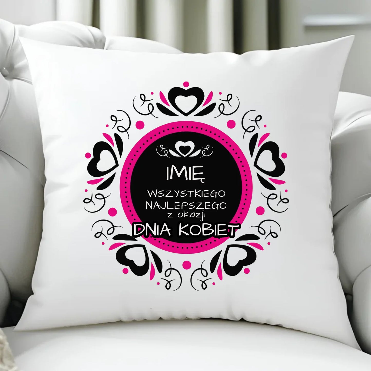 Poduszka na Dzień Kobiet - Wszystkiego Najlepszego - personalizowana DK02 - StoryCups.pl