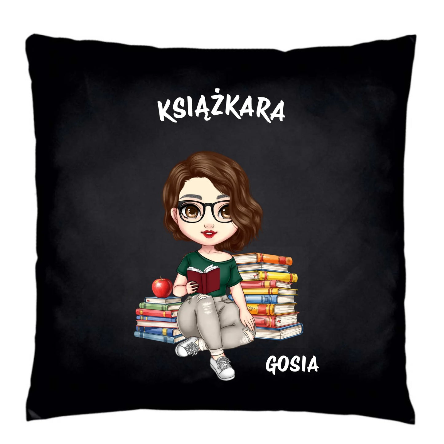 Poduszka dekoracyjna - Książkara - Prezent dla miłośniczki czytania książek - personalizowana DZ03