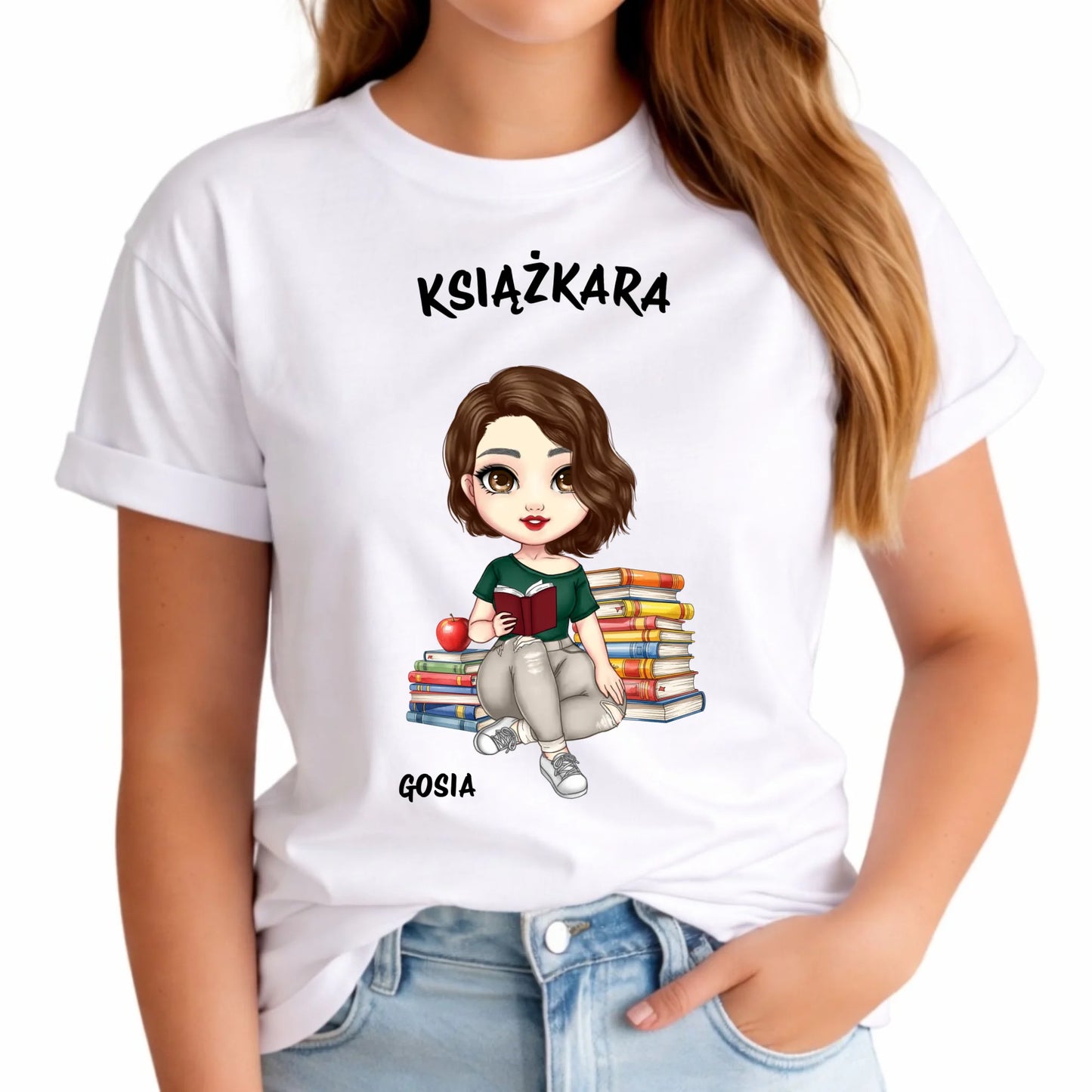 Koszulka damska - Książkara - Prezent dla miłośniczki czytania książek - personalizowana DZ03