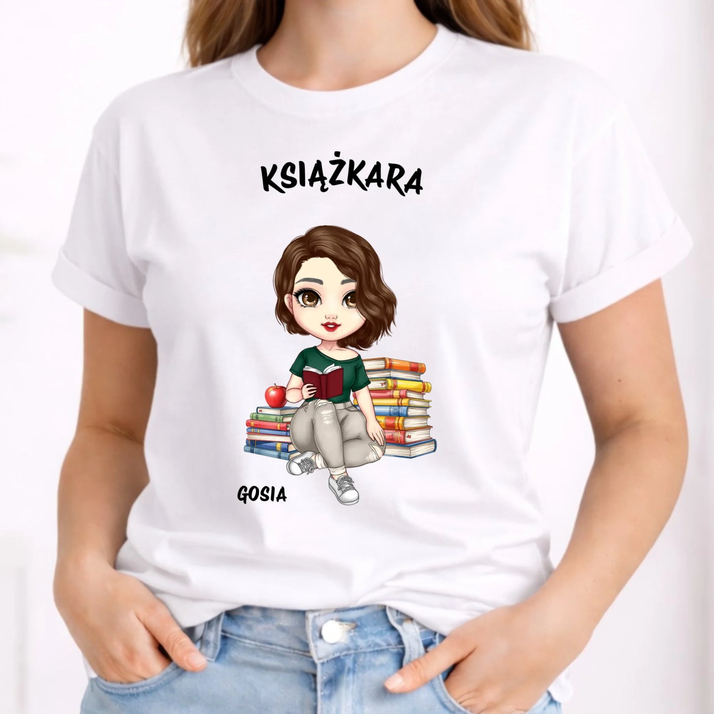 Koszulka damska - Książkara - Prezent dla miłośniczki czytania książek - personalizowana DZ03