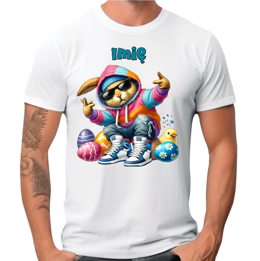 Koszulka męska na Wielkanoc - Sigma Zając w pisankach - Prezent personalizowany WN04 - StoryCups.pl