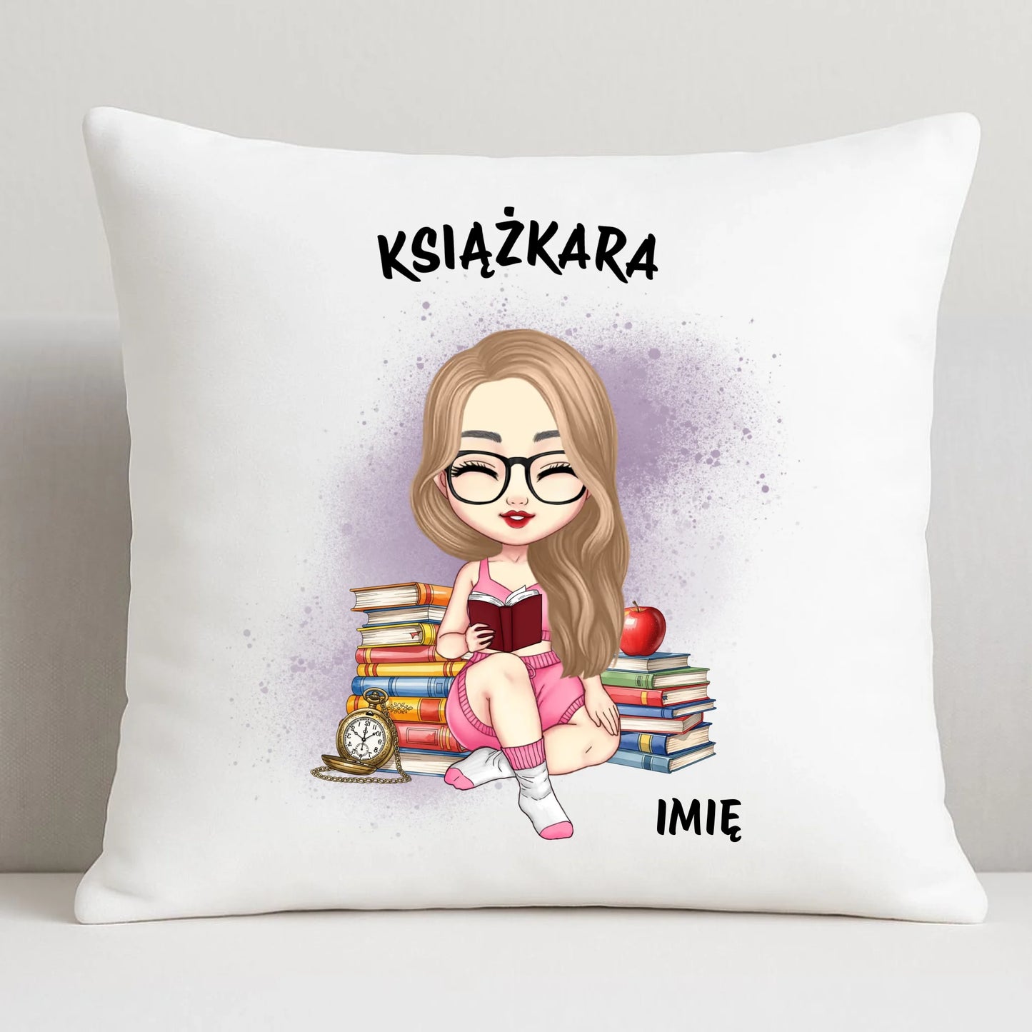 Poduszka - Książkara - Prezent dla miłośniczki czytania książek - personalizowana DZ04