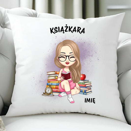Poduszka - Książkara - Prezent dla miłośniczki czytania książek - personalizowana DZ04