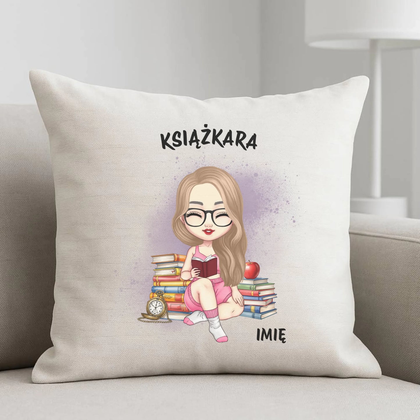 Poduszka - Książkara - Prezent dla miłośniczki czytania książek - personalizowana DZ04