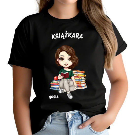 Koszulka damska - Książkara - Prezent dla miłośniczki czytania książek - personalizowana DZ03