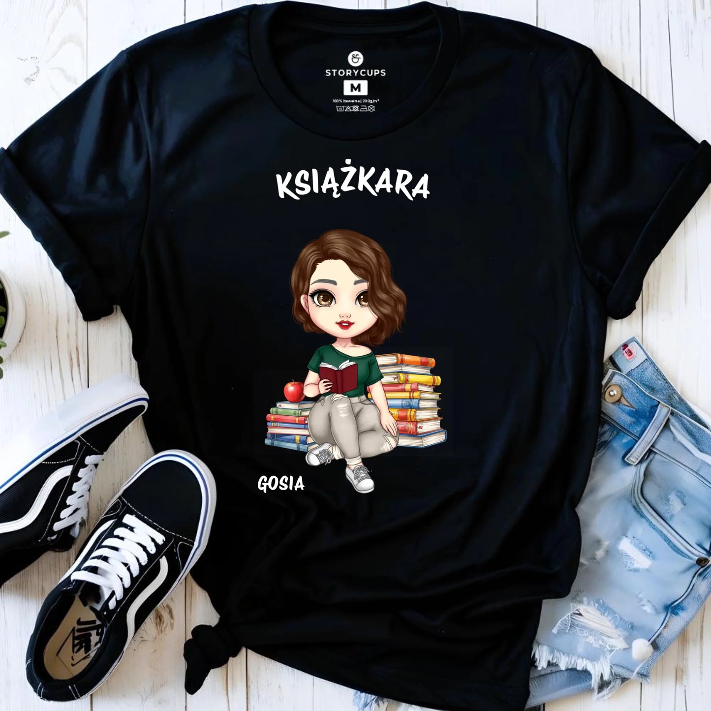 Koszulka damska - Książkara - Prezent dla miłośniczki czytania książek - personalizowana DZ03