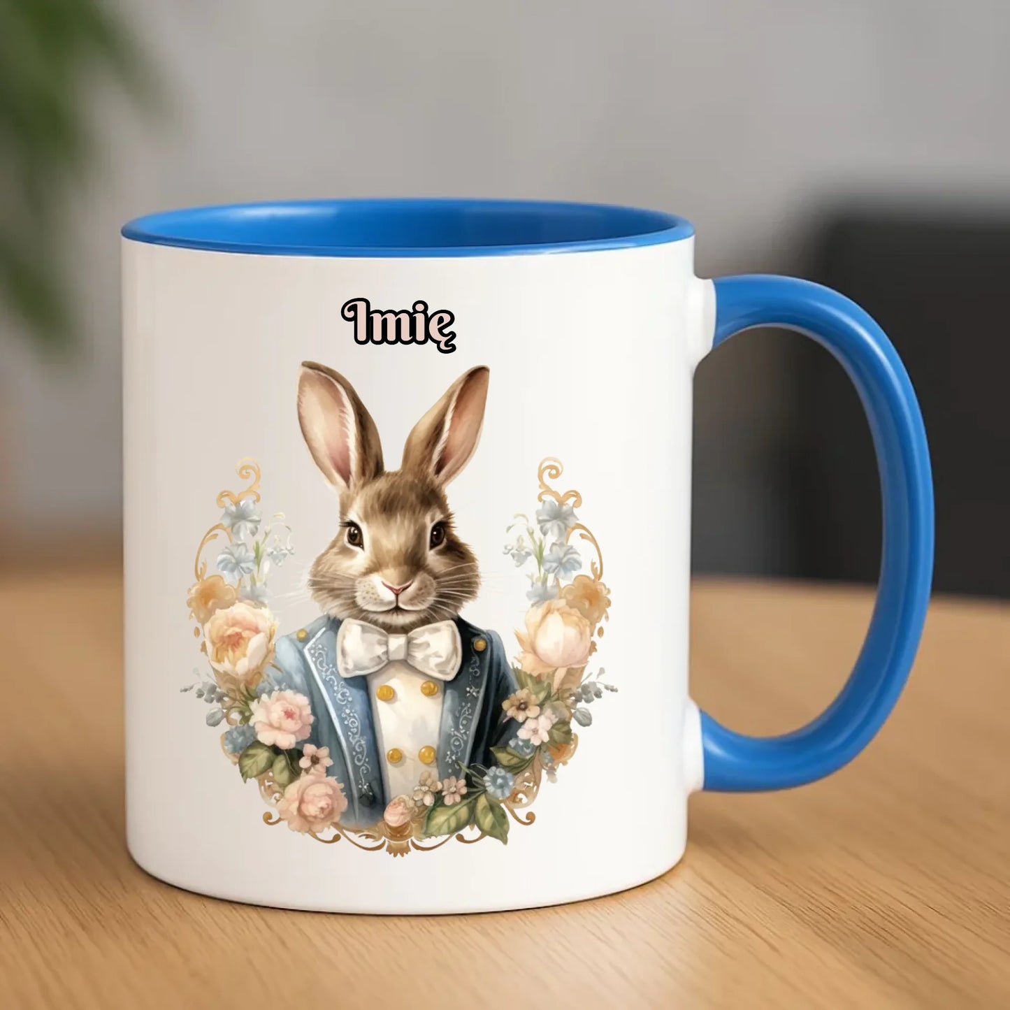 Kubek na Wielkanoc - Elegancki Pan Zając - Prezent personalizowany WN06 - StoryCups.pl
