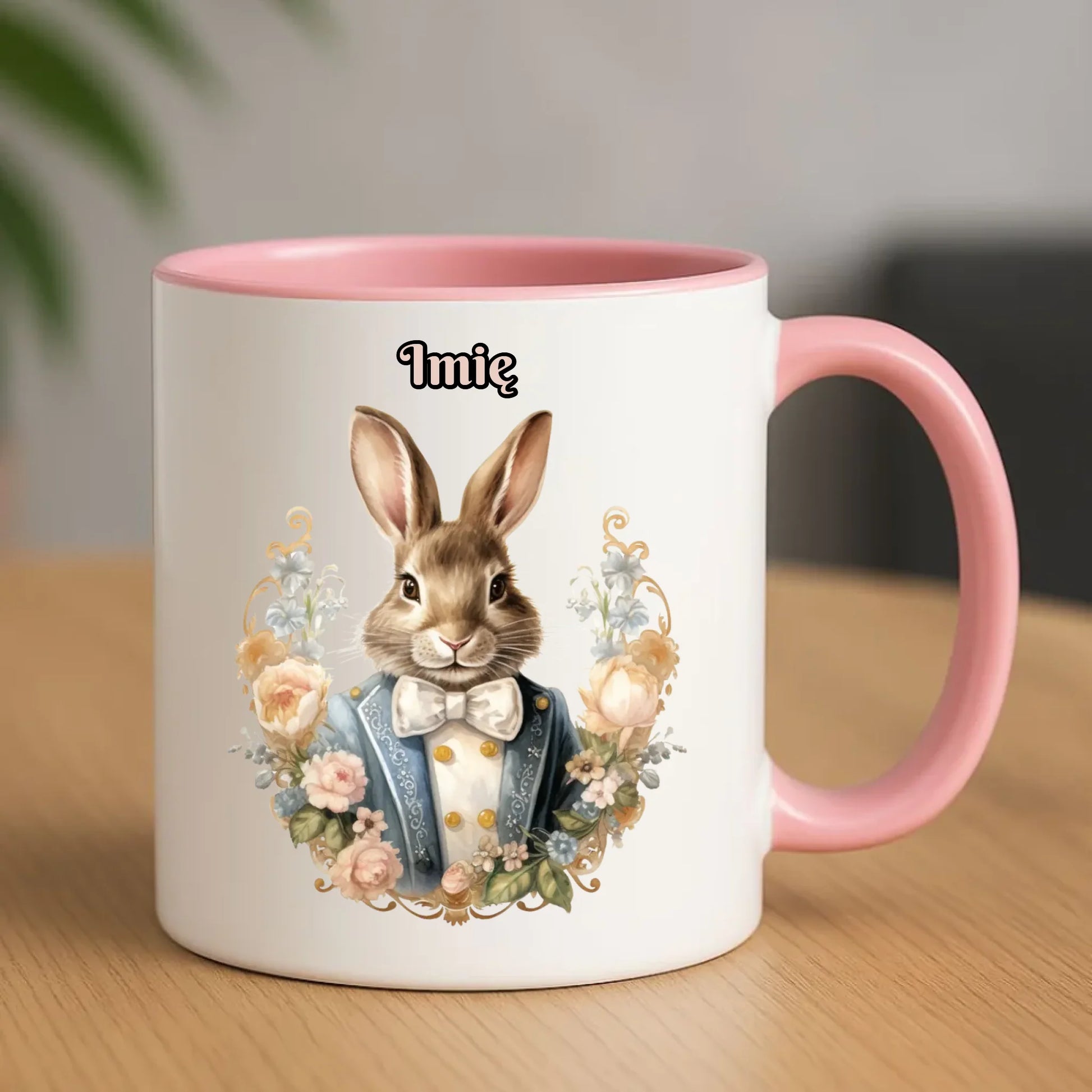 Kubek na Wielkanoc - Elegancki Pan Zając - Prezent personalizowany WN06 - StoryCups.pl