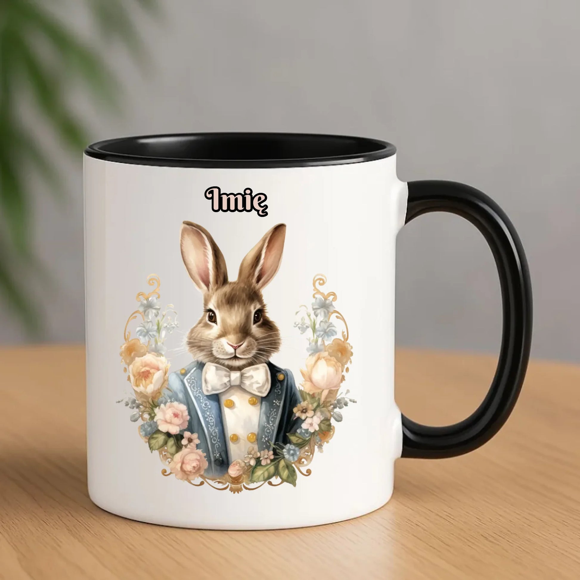Kubek na Wielkanoc - Elegancki Pan Zając - Prezent personalizowany WN06 - StoryCups.pl