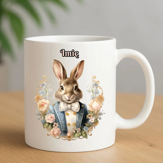 Kubek na Wielkanoc - Elegancki Pan Zając - Prezent personalizowany WN06 - StoryCups.pl