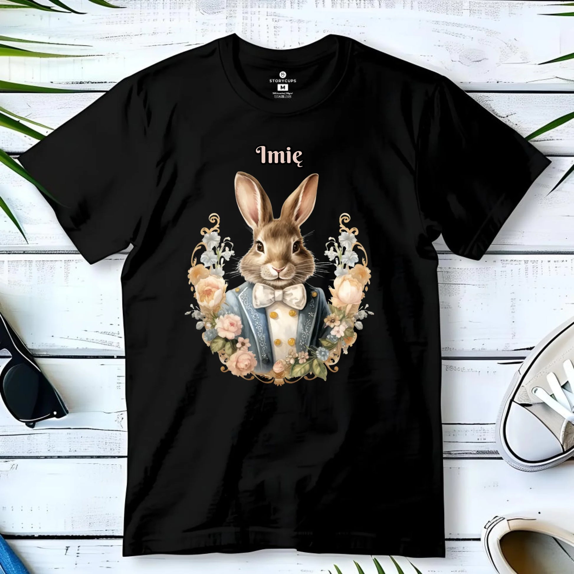 Koszulka męska na Wielkanoc - Elegancki Pan Zając - personalizowana WN06 - StoryCups.pl