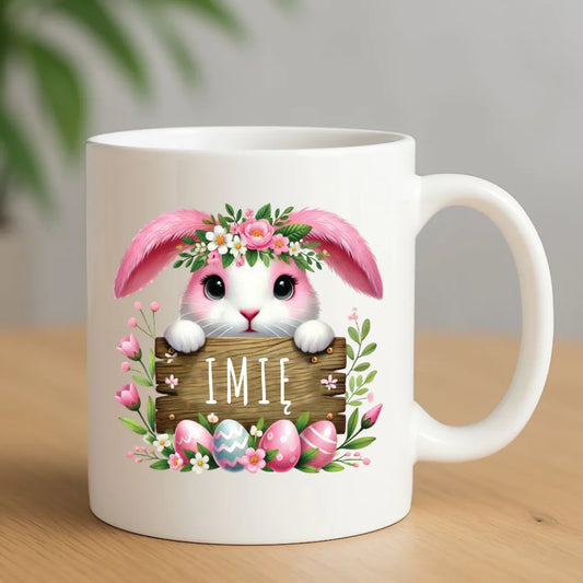 Kubek na Wielkanoc - Słodki Różowy Zajączek - Prezent personalizowany WN07 - StoryCups.pl
