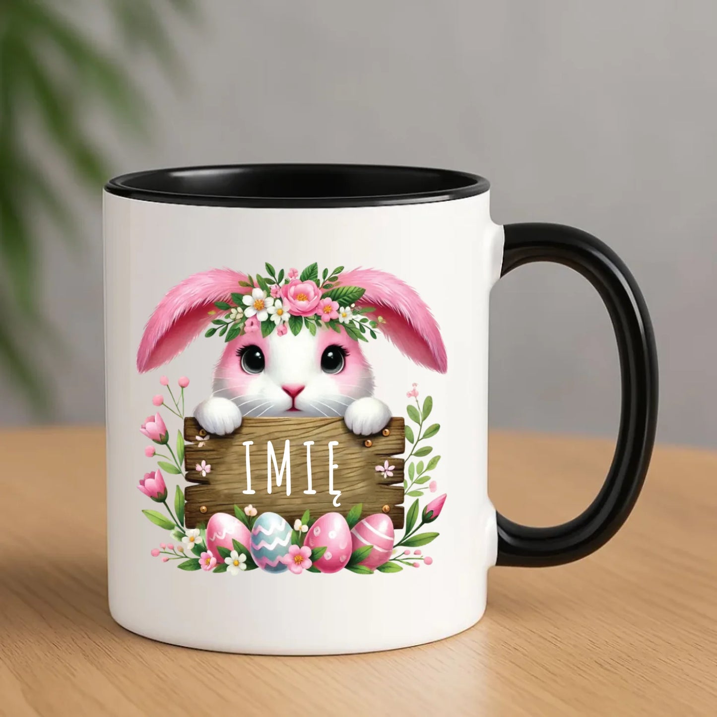 Kubek na Wielkanoc - Słodki Różowy Zajączek - Prezent personalizowany WN07 - StoryCups.pl