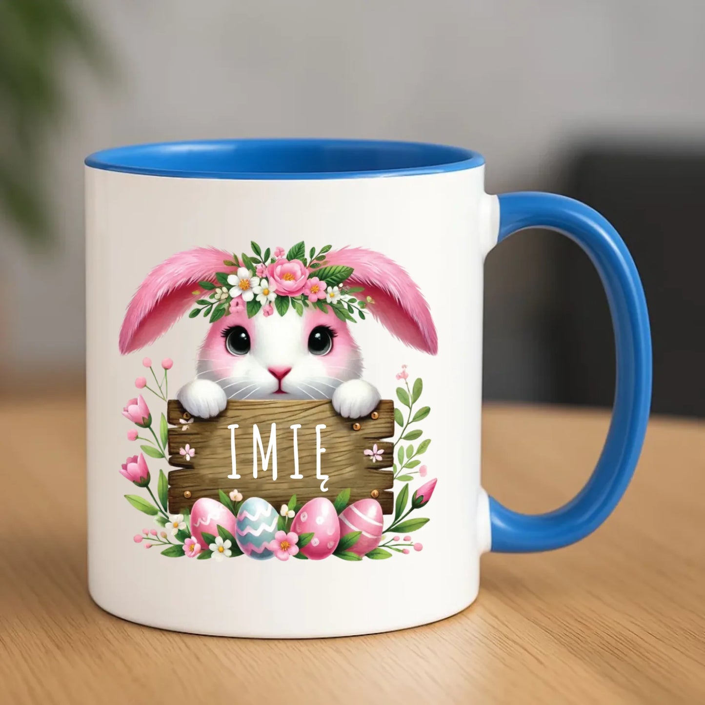Kubek na Wielkanoc - Słodki Różowy Zajączek - Prezent personalizowany WN07 - StoryCups.pl
