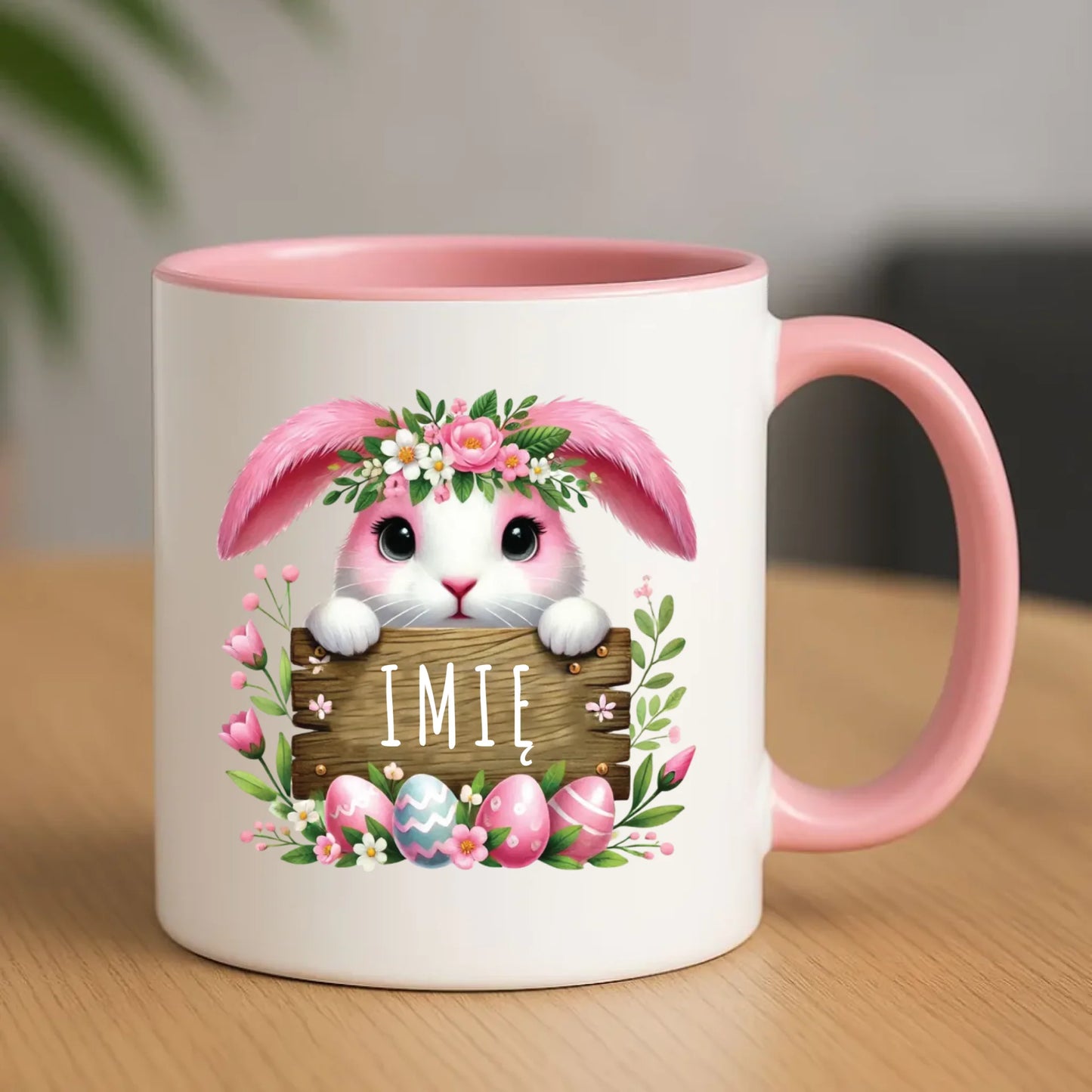 Kubek na Wielkanoc - Słodki Różowy Zajączek - Prezent personalizowany WN07 - StoryCups.pl