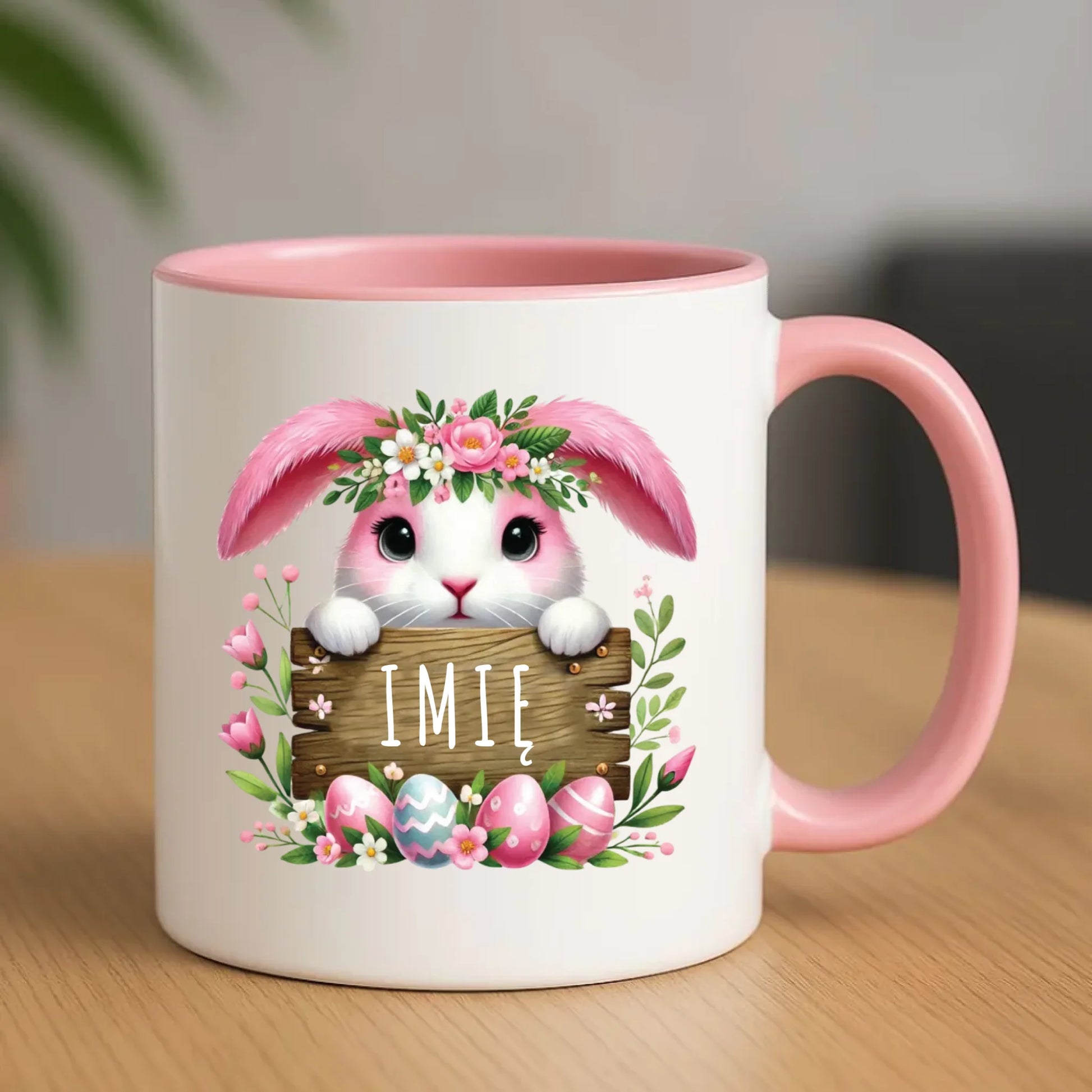 Kubek na Wielkanoc - Słodki Różowy Zajączek - Prezent personalizowany WN07 - StoryCups.pl