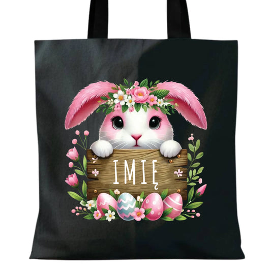 Torba na Wielkanoc - Różowy Zajączek - personalizowana WN07 - StoryCups.pl
