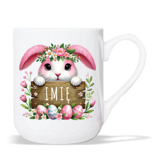 Kubek elegant na Wielkanoc - Różowy Zajączek - Prezent personalizowany WN07 - StoryCups.pl