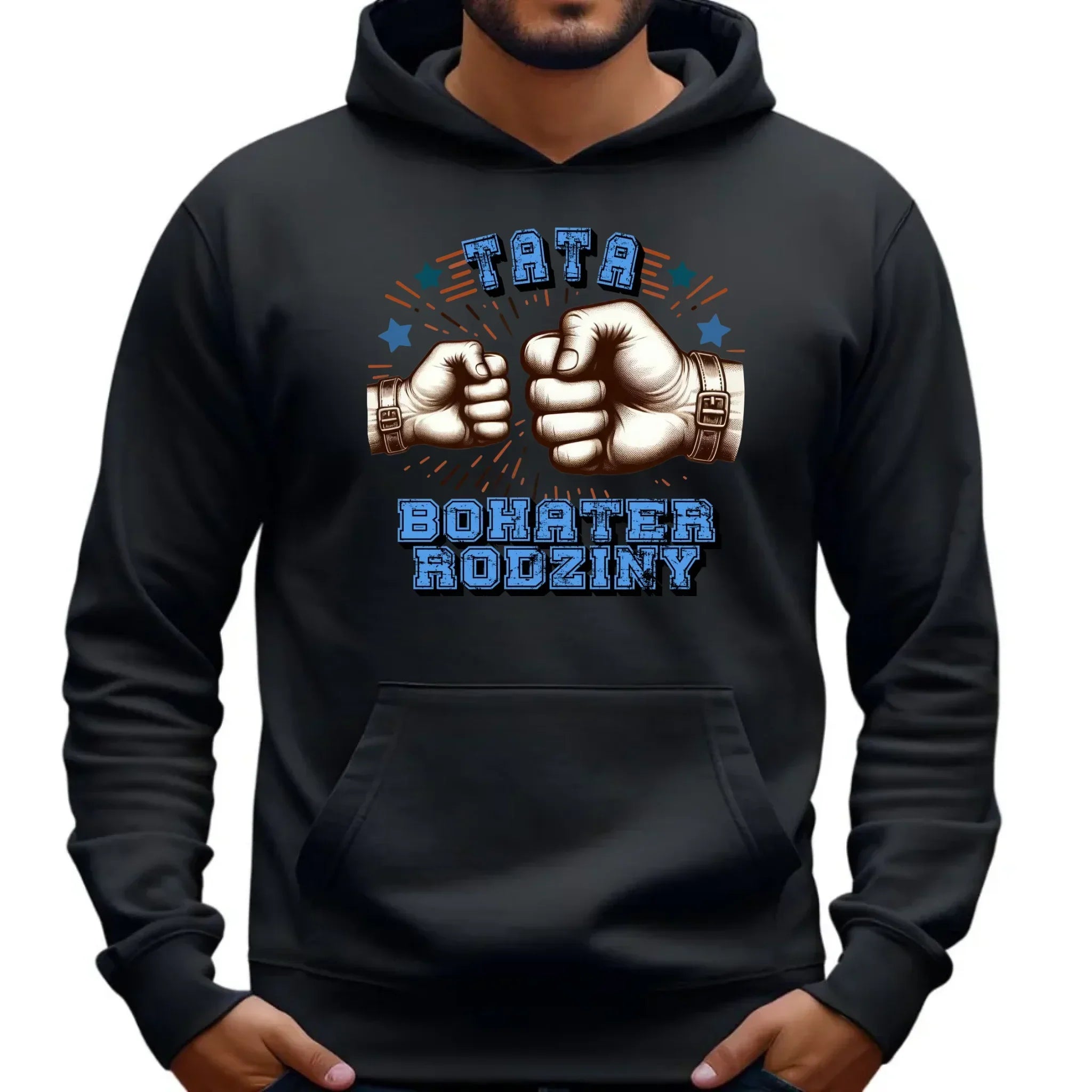 Tata bohater rodziny | Bluza męska z kapturem dla taty DT45 - StoryCups.pl