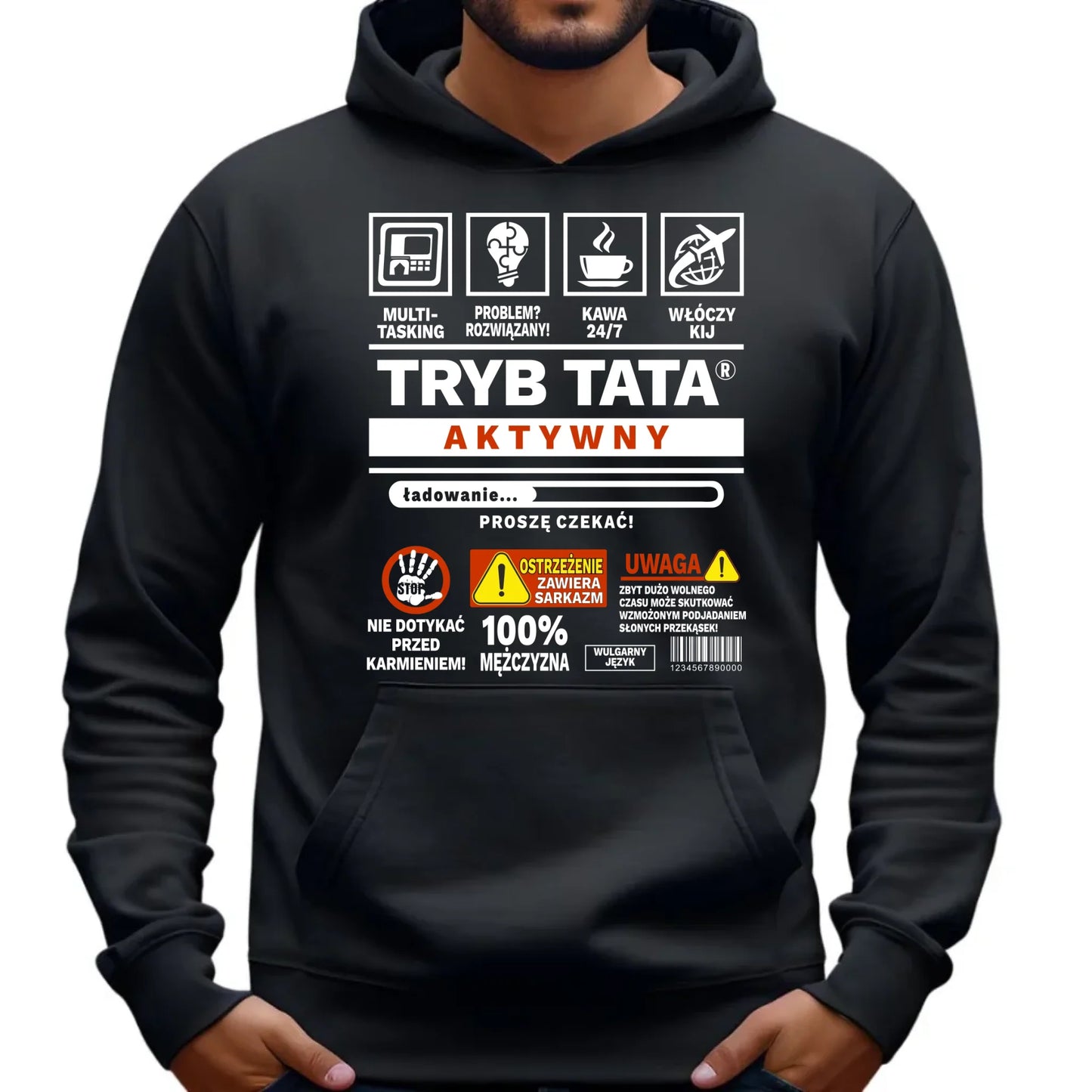 Tryb tata aktywny | Bluza męska z kapturem na prezent DT51 - StoryCups.pl