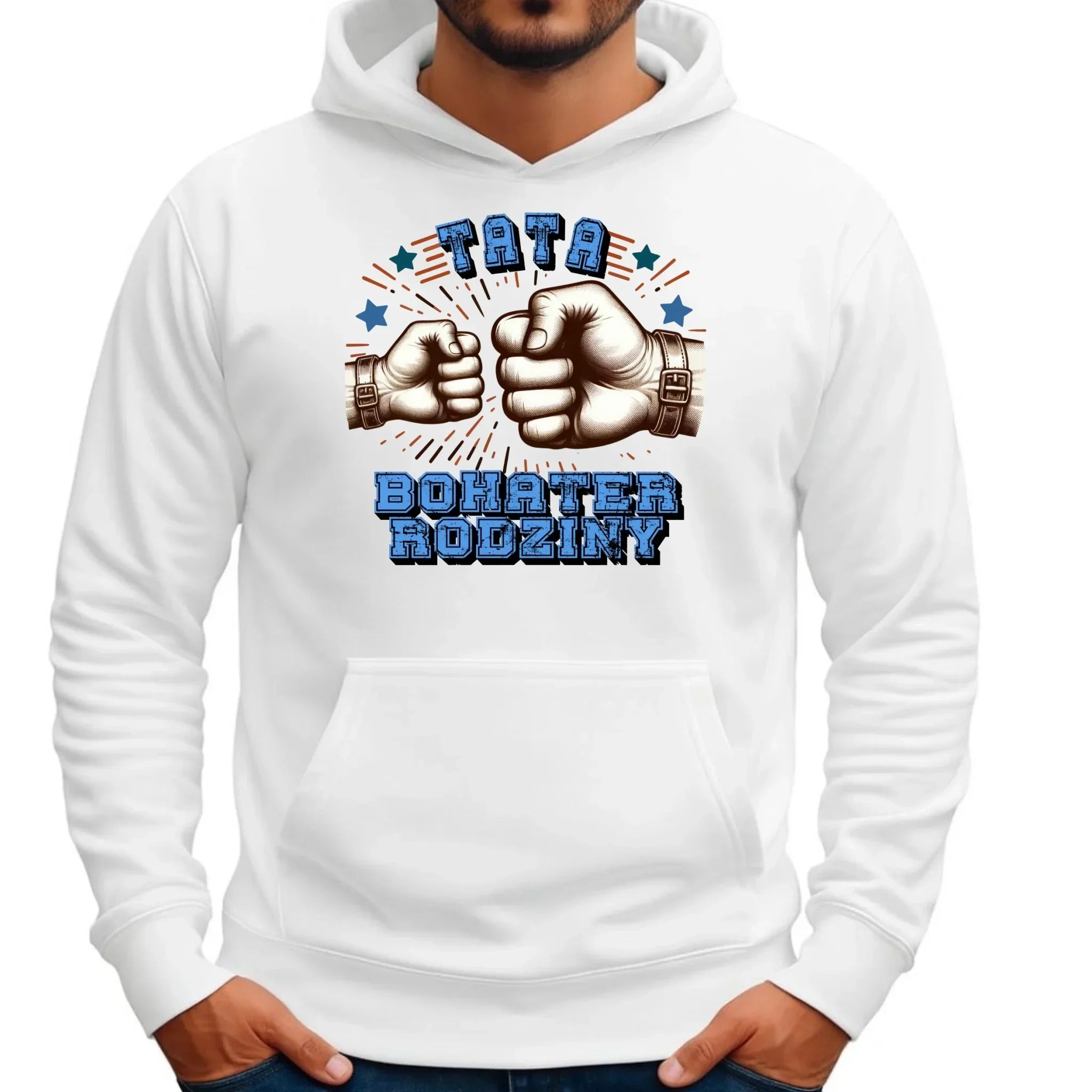 Tata bohater rodziny | Bluza męska z kapturem dla taty DT45 - StoryCups.pl