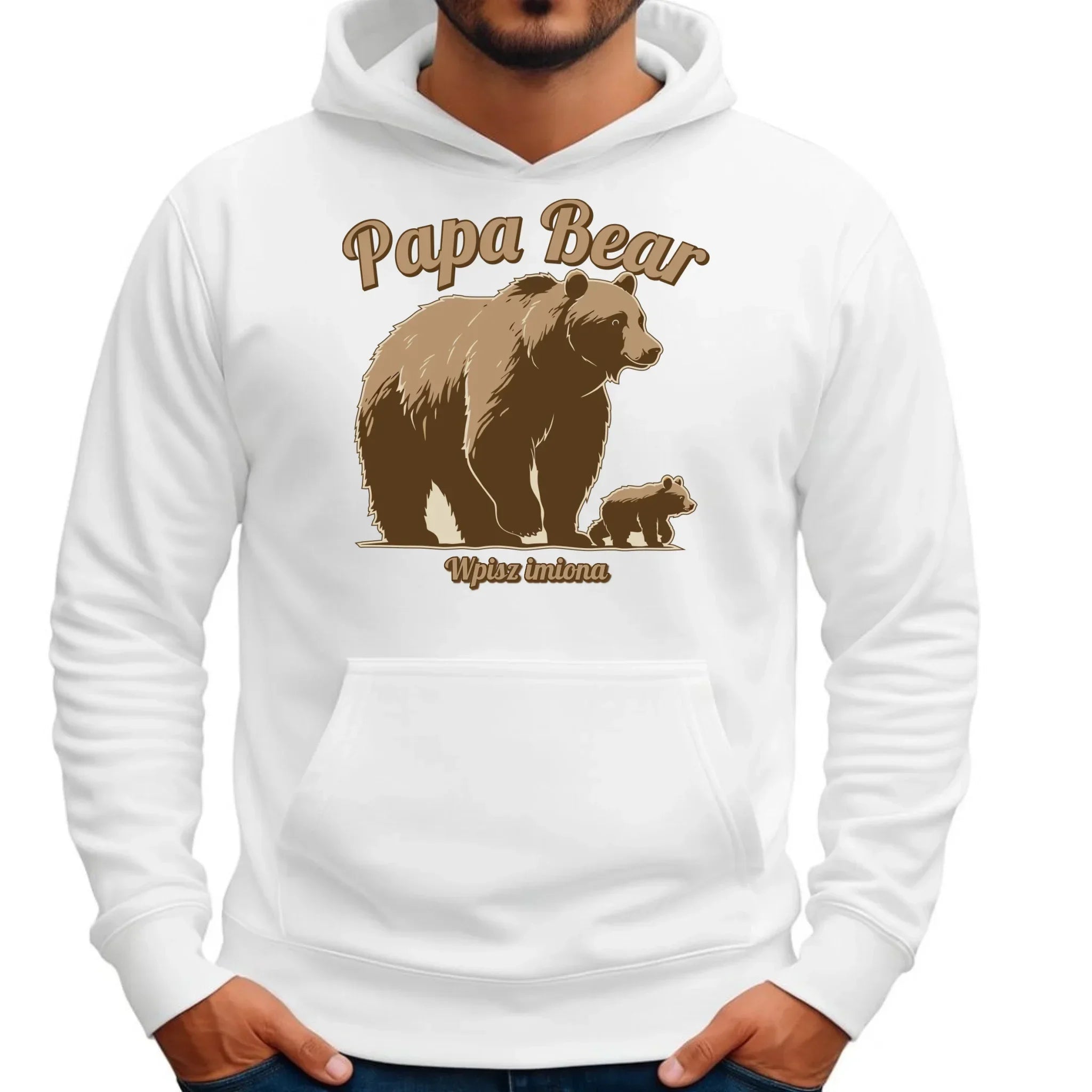 Papa Bear imiona | Bluza męska z kapturem dla taty DT50 - StoryCups.pl