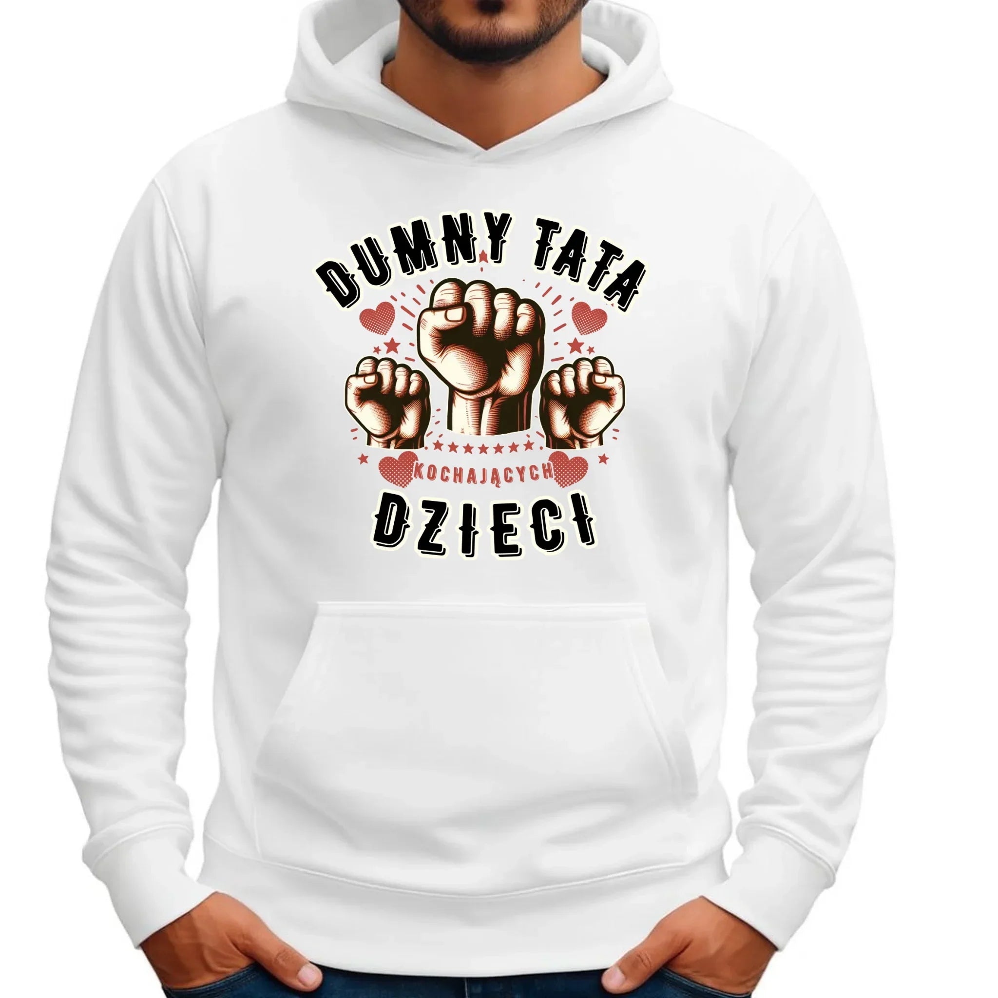 Dumny tata kochających dzieci | Bluza męska z kapturem dla taty DT44 - StoryCups.pl