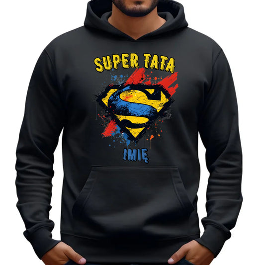 Super tata imię | Bluza męska z kapturem dla taty DT07 - StoryCups.pl