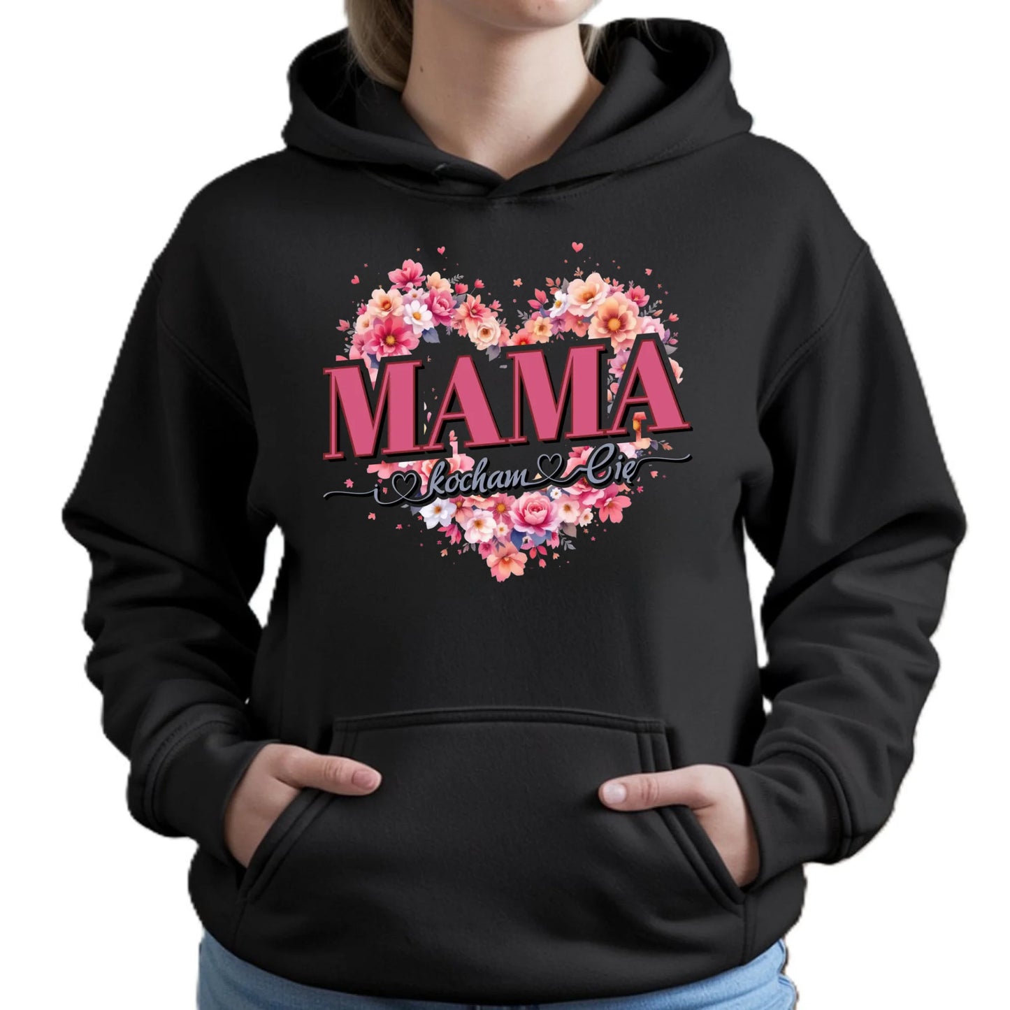 Kocham Cię | Damska bluza z kapturem dla mamy DM39