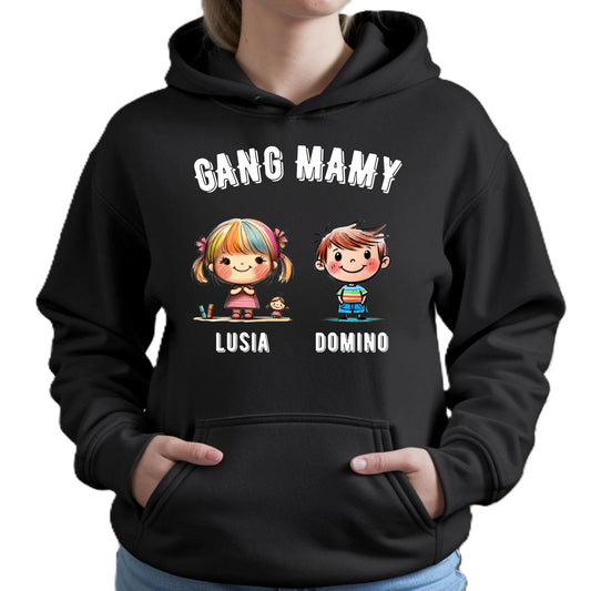 Gang Mamy imiona dzieci | Bluza damska z kapturem prezent na Dzień Matki DM09 - StoryCups.pl