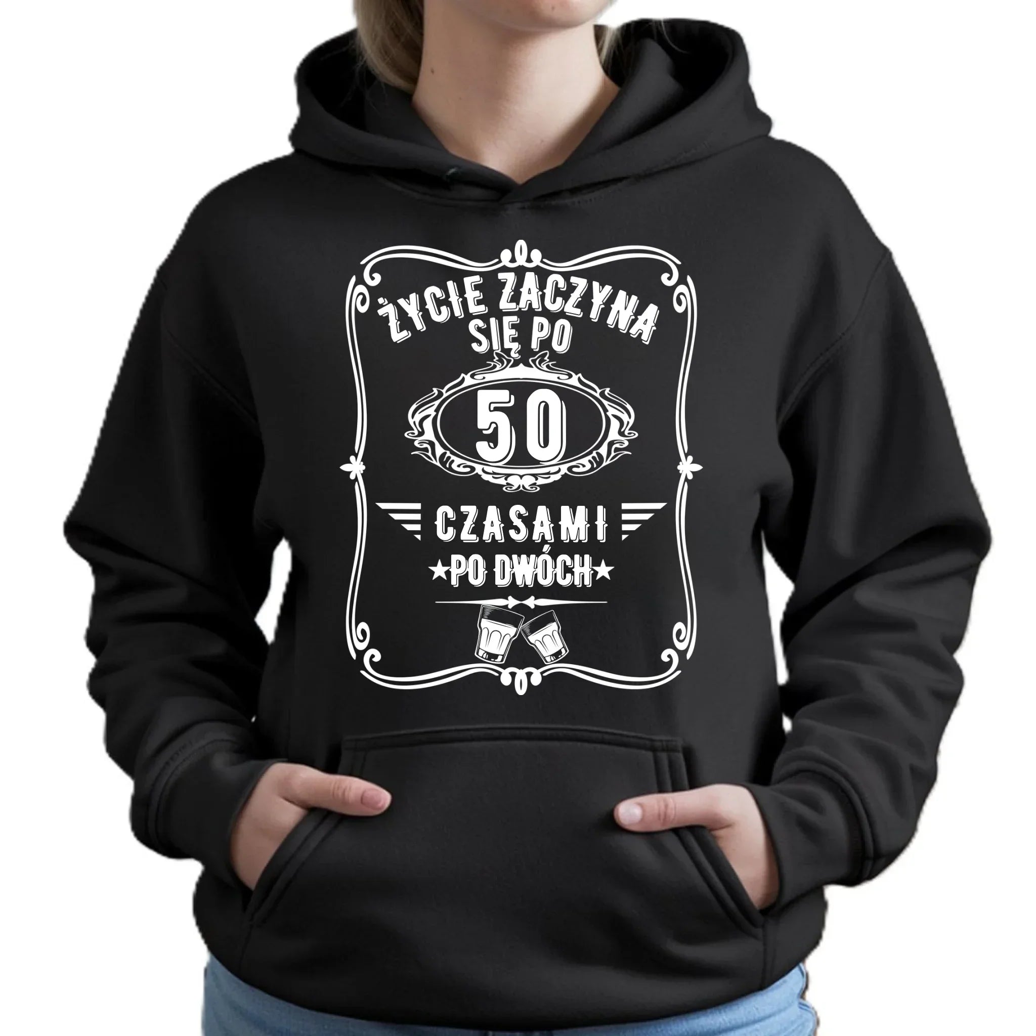 Życie zaczyna się po 50 | Bluza damska z kapturem na 50 urodziny U12 - StoryCups.pl