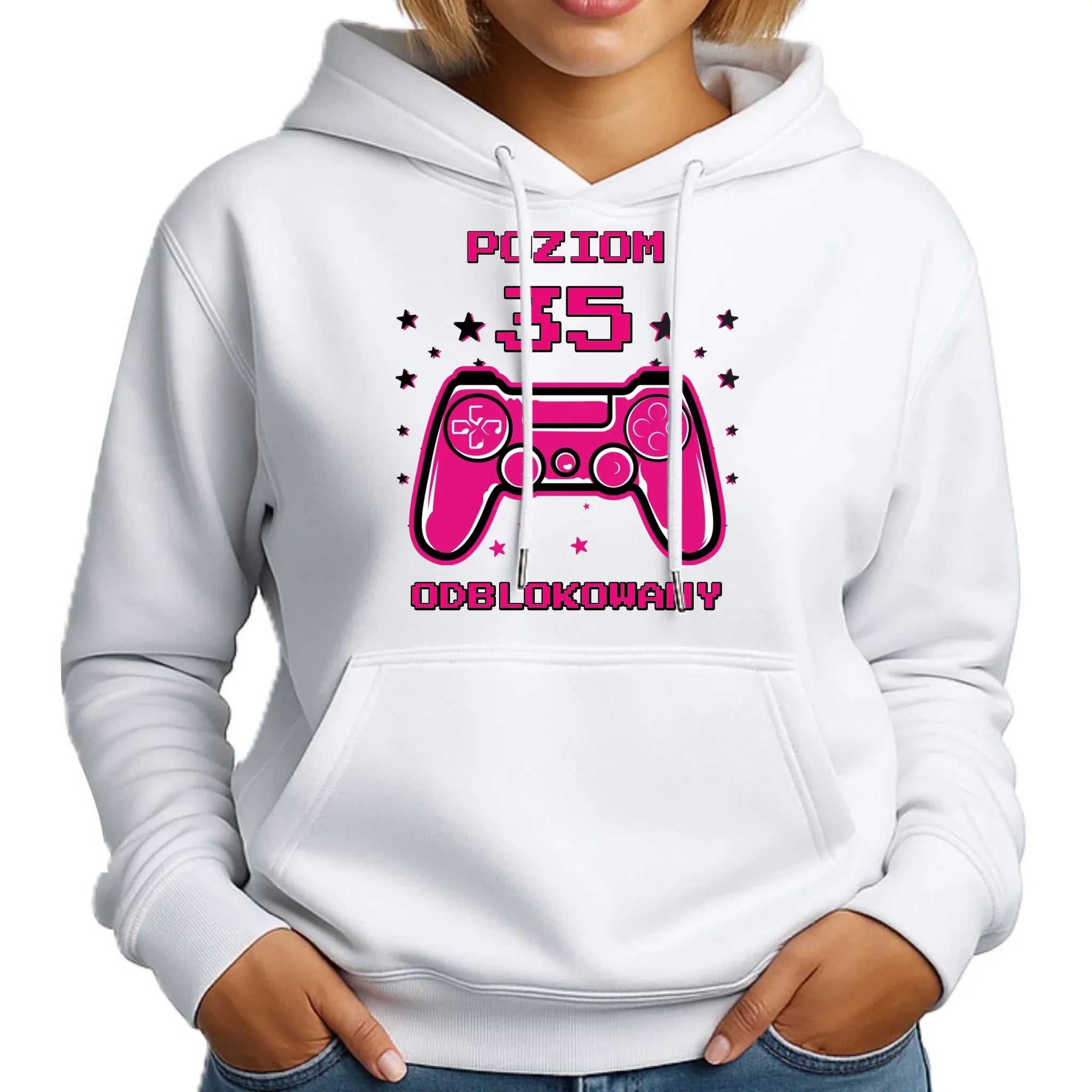 Poziom odblokowany (wiek) | Bluza damska z kapturem na urodziny dla gracza U23 - StoryCups.pl