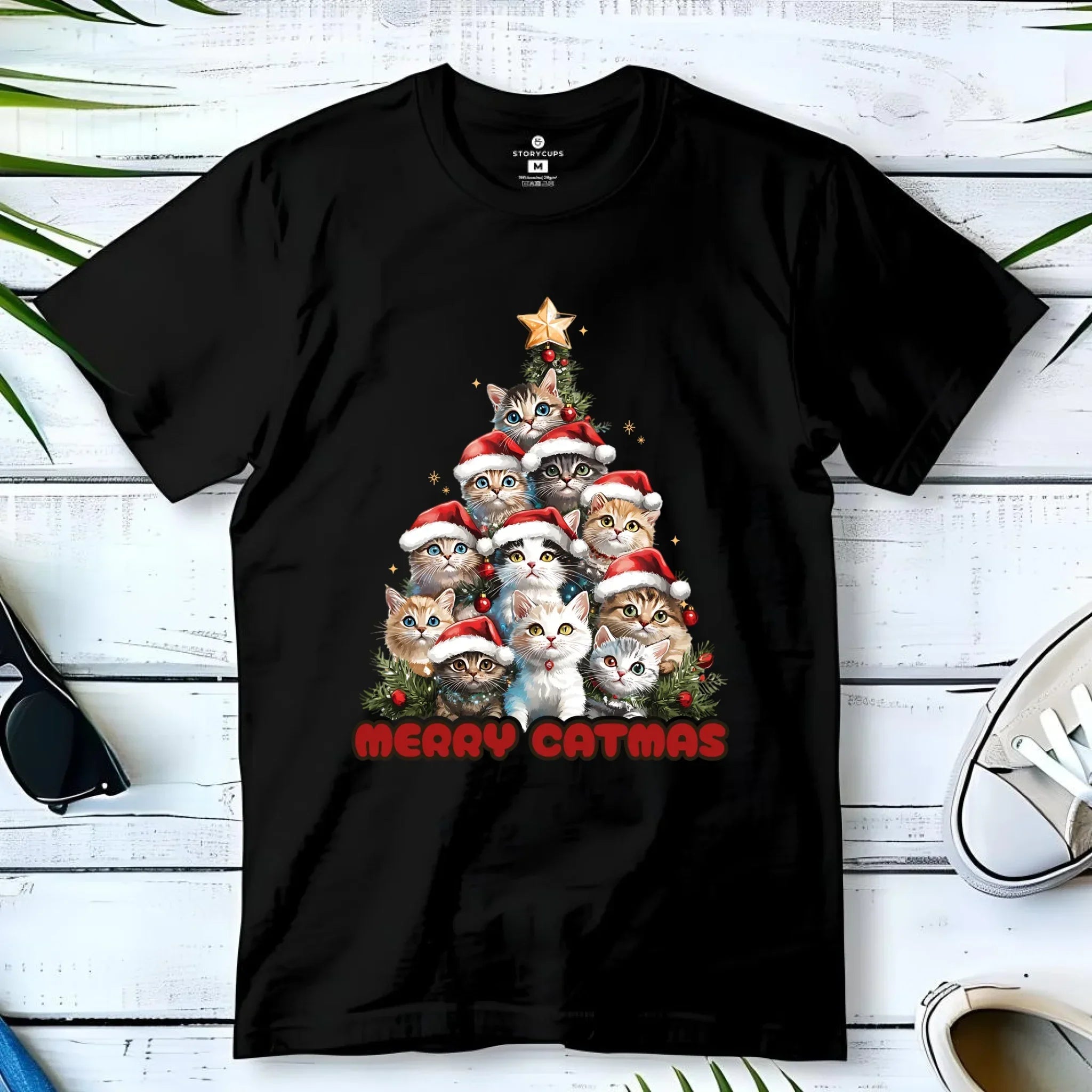 Koszulka dziecięca świąteczna - Kocia choinka Merry Catmas BN20 - StoryCups.pl