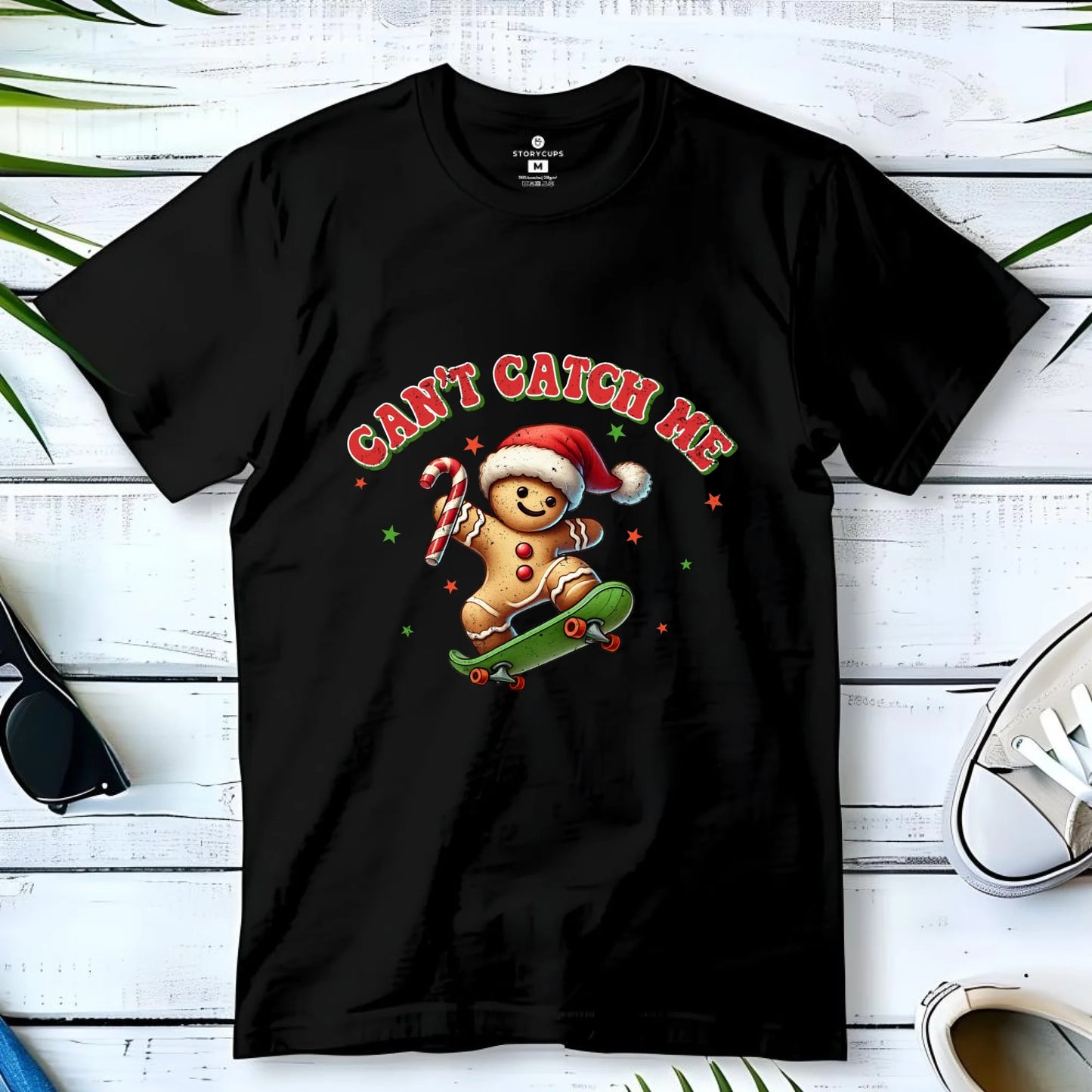 Koszulka dziecięca świąteczna - Piernik na deskorolce Can't catch me BN45