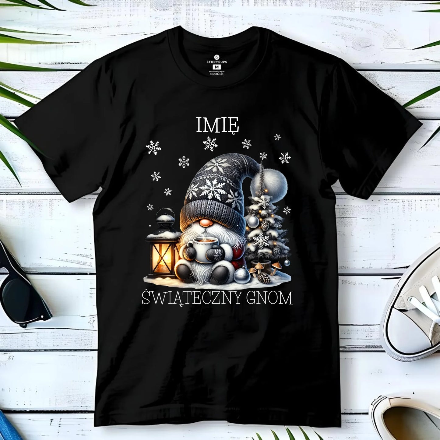 Koszulka dziecięca świąteczna - Gnom z czekoladą - personalizowana BN41
