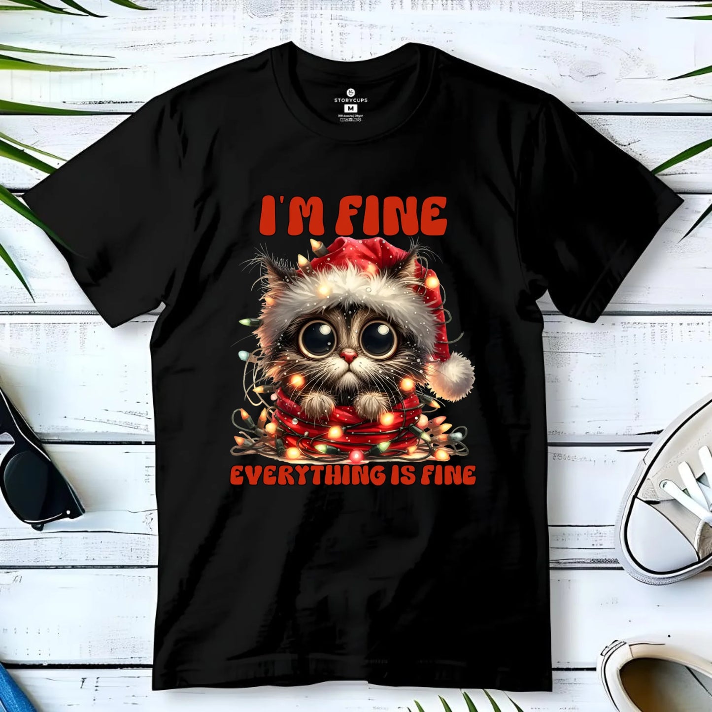 Koszulka dziecięca świąteczna - Kotek I'm fine everything is fine BN67