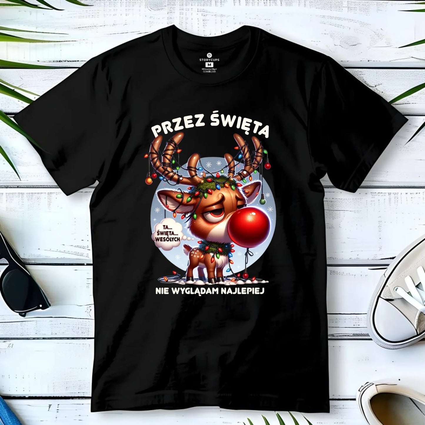 Koszulka dziecięca świąteczna - Renifer Przez święta nie wyglądam najlepiej BN98