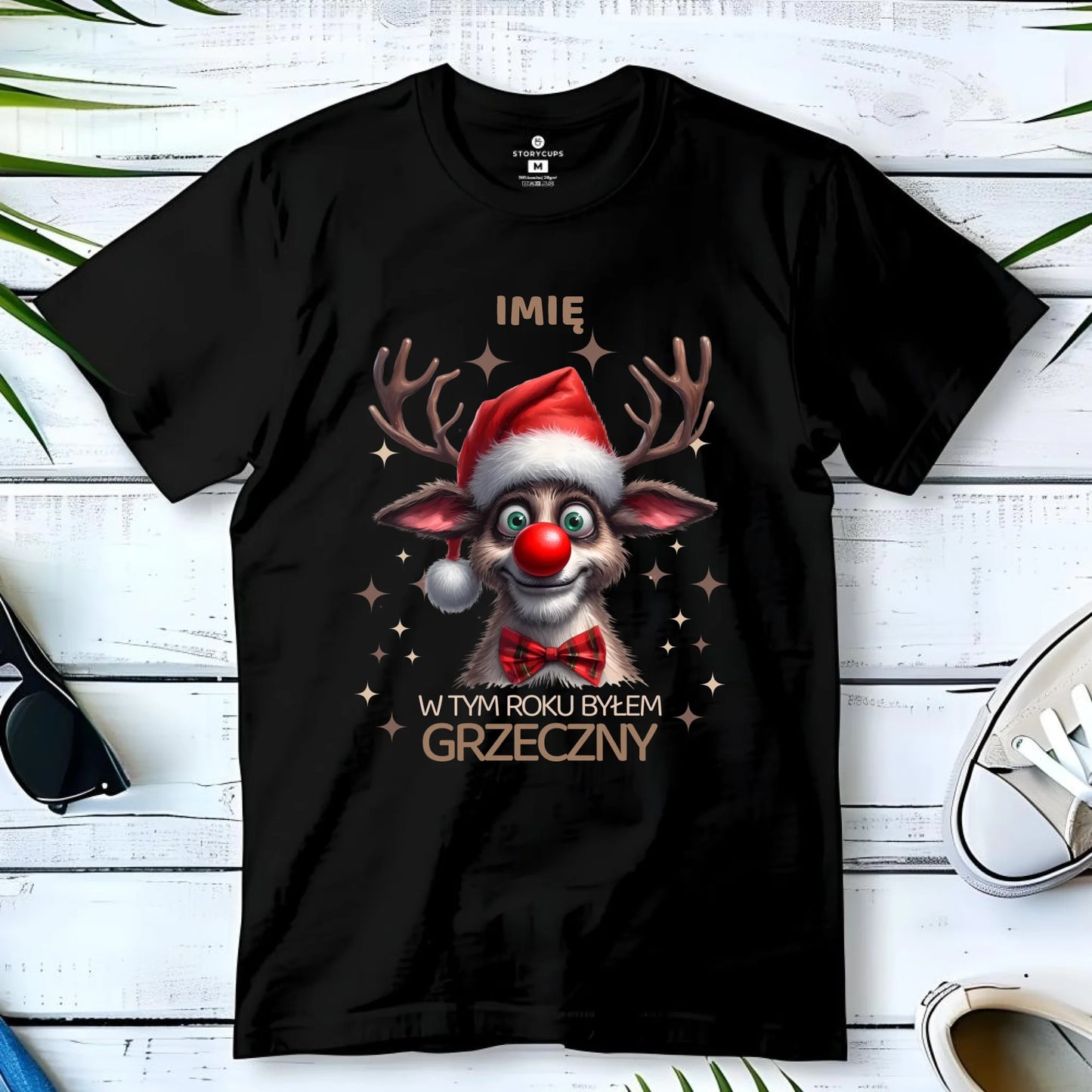 Koszulka dziecięca świąteczna - Renifer W tym roku byłem grzeczny - personalizowana BN96