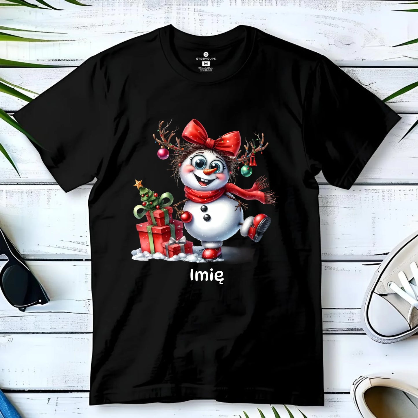 Koszulka dziecięca świąteczna dla dziewczynki - Bałwanek - personalizowana BN123