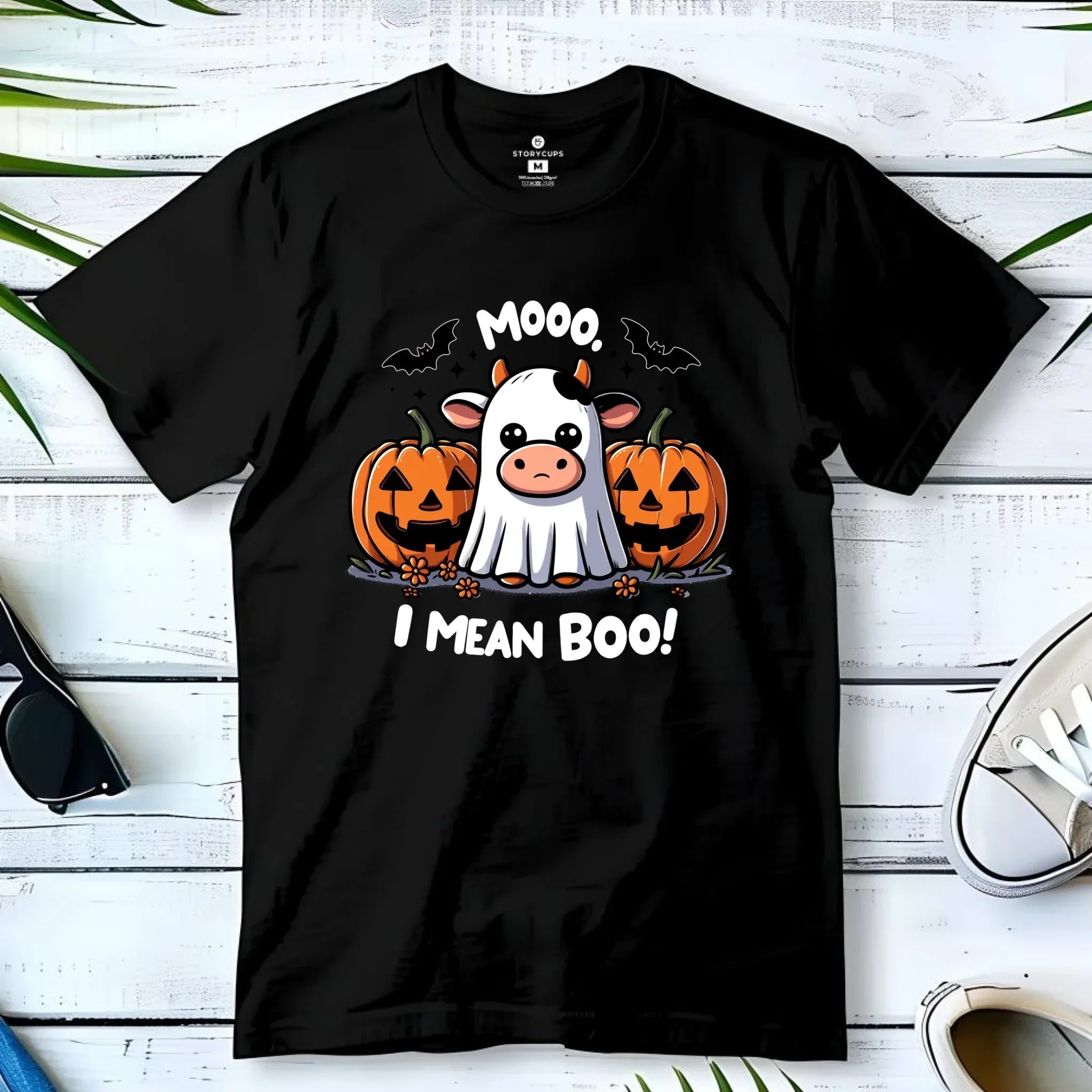 Koszulka dziecięca na Halloween - Mooo I mean Boo! - z dynią i duchem HL14 - StoryCups.pl