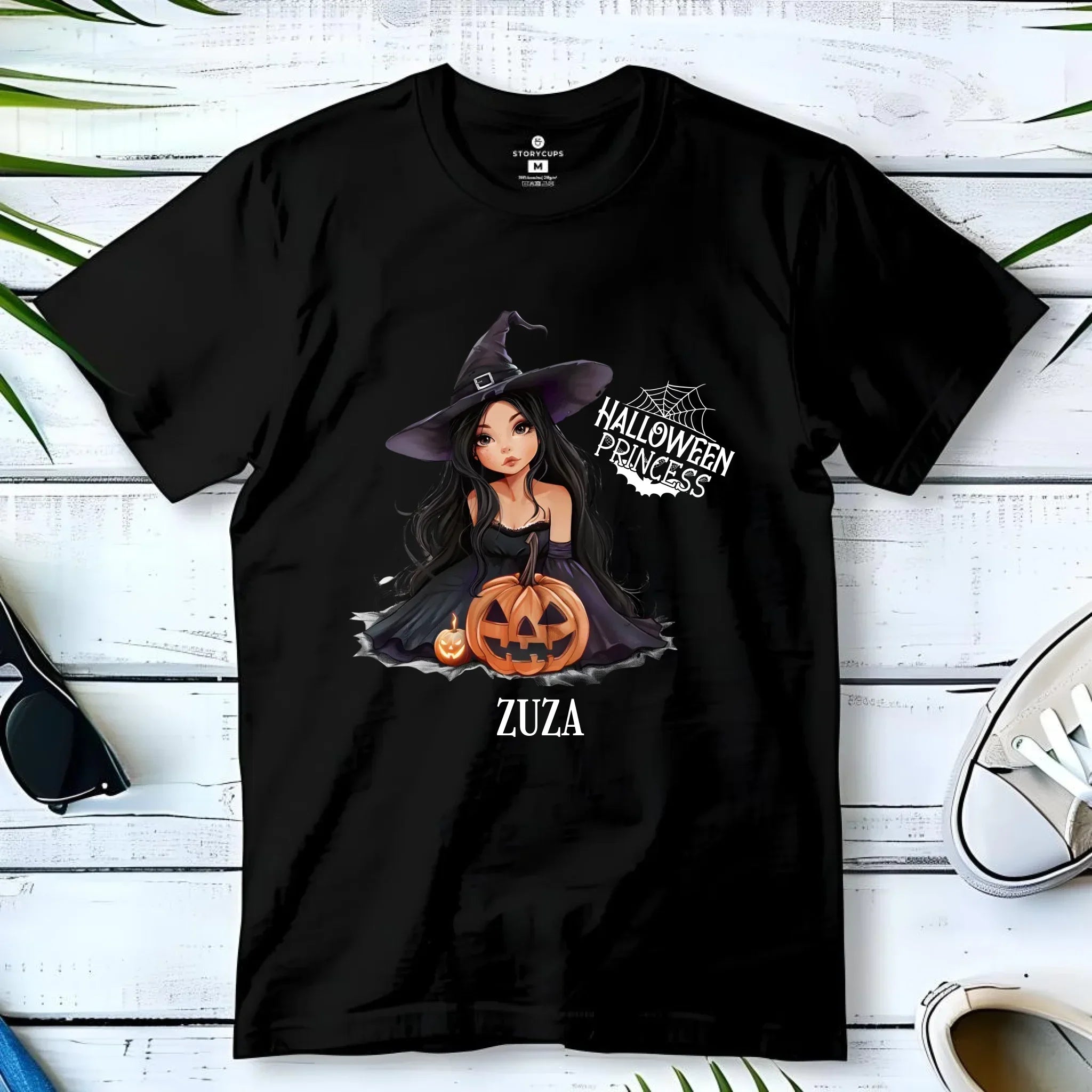 Koszulka dziecięca halloweenowa - Czarownica z dynią - personalizowana HL10 - StoryCups.pl