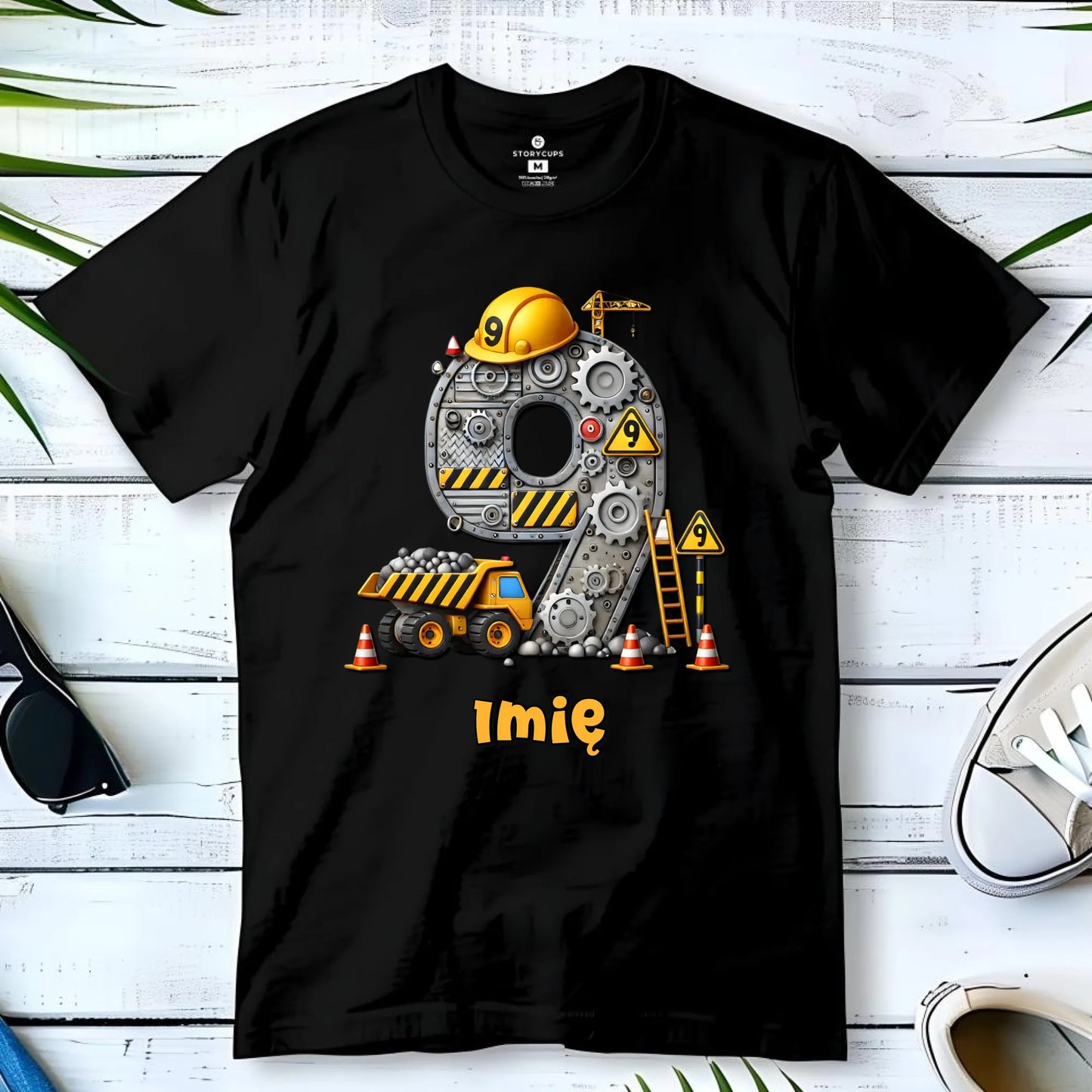 Koszulka dziecięca urodzinowa - prezent na 9 urodziny dla chłopca - Wywrotka - personalizowana U43