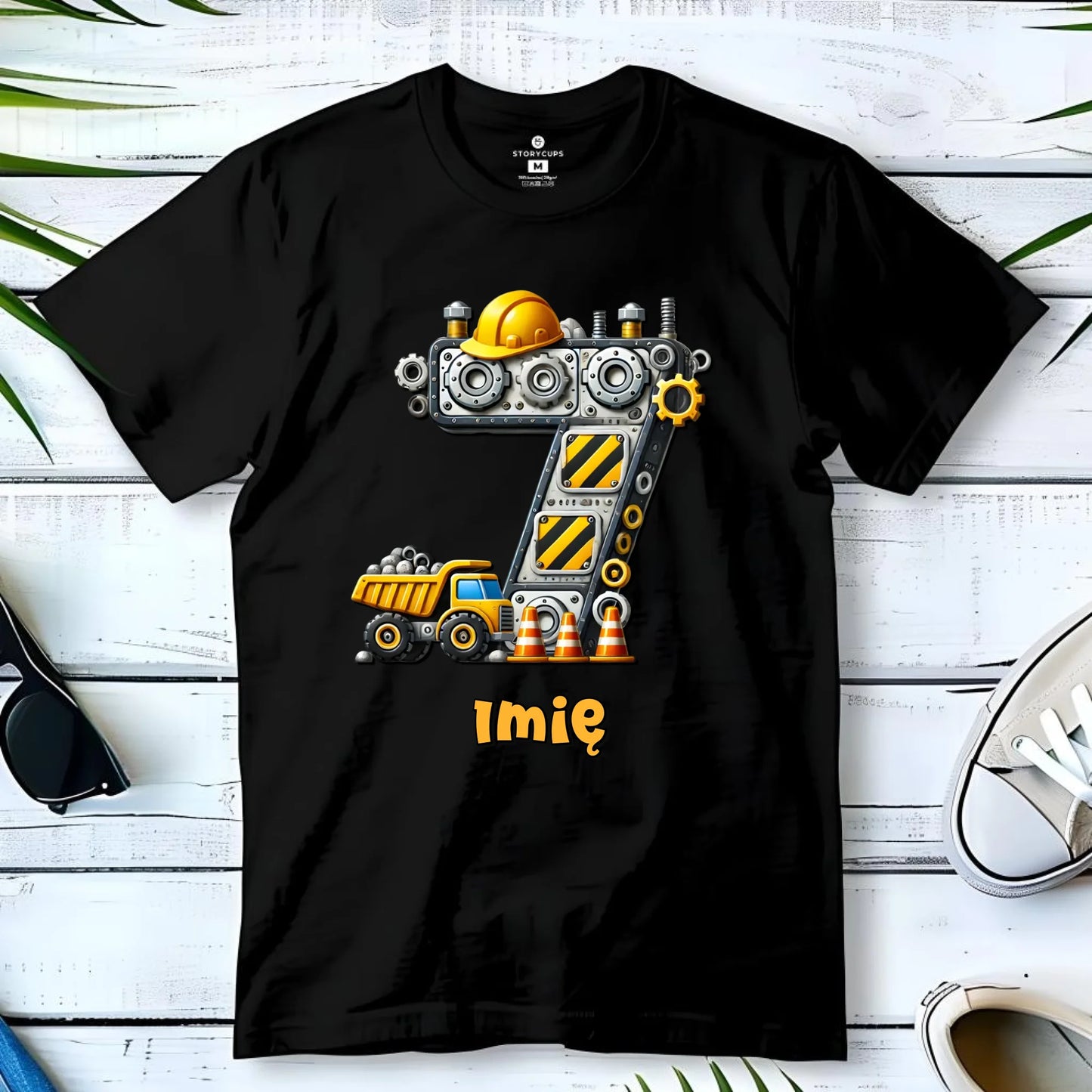 Koszulka dziecięca urodzinowa - prezent na 7 urodziny dla chłopca - Wywrotka - personalizowana U41