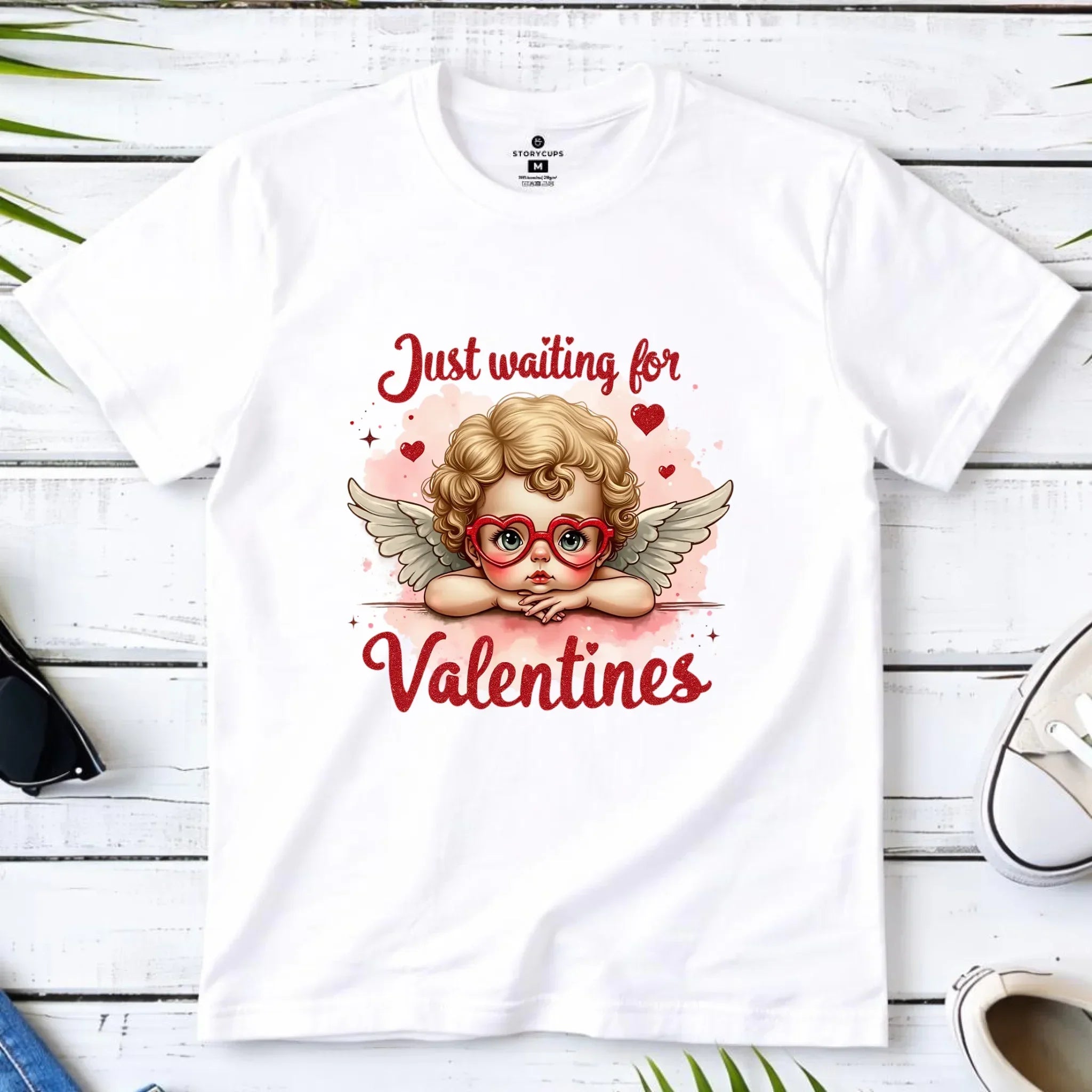 Koszulka dziecięca na Walentynki - Just waiting for Valentines W24 - StoryCups.pl