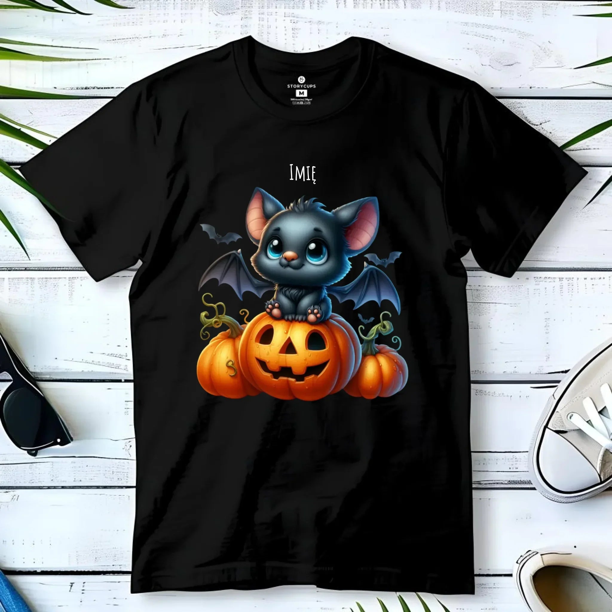 Koszulka dziecięca halloweenowa - Słodki nietoperz z dynią - personalizowana HL09 - StoryCups.pl