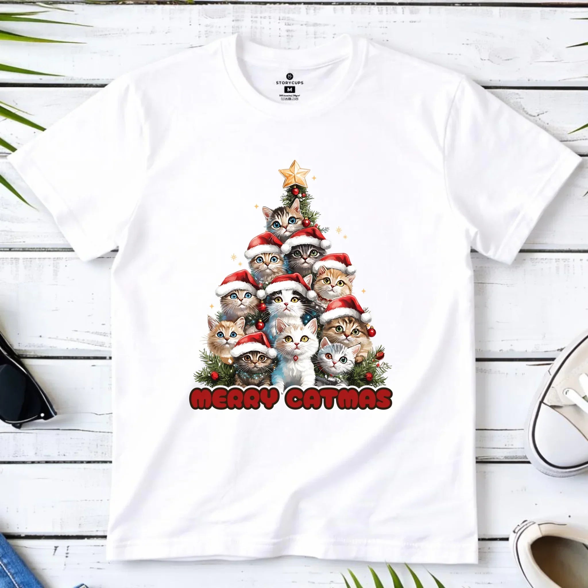 Koszulka dziecięca świąteczna - Kocia choinka Merry Catmas BN20 - StoryCups.pl