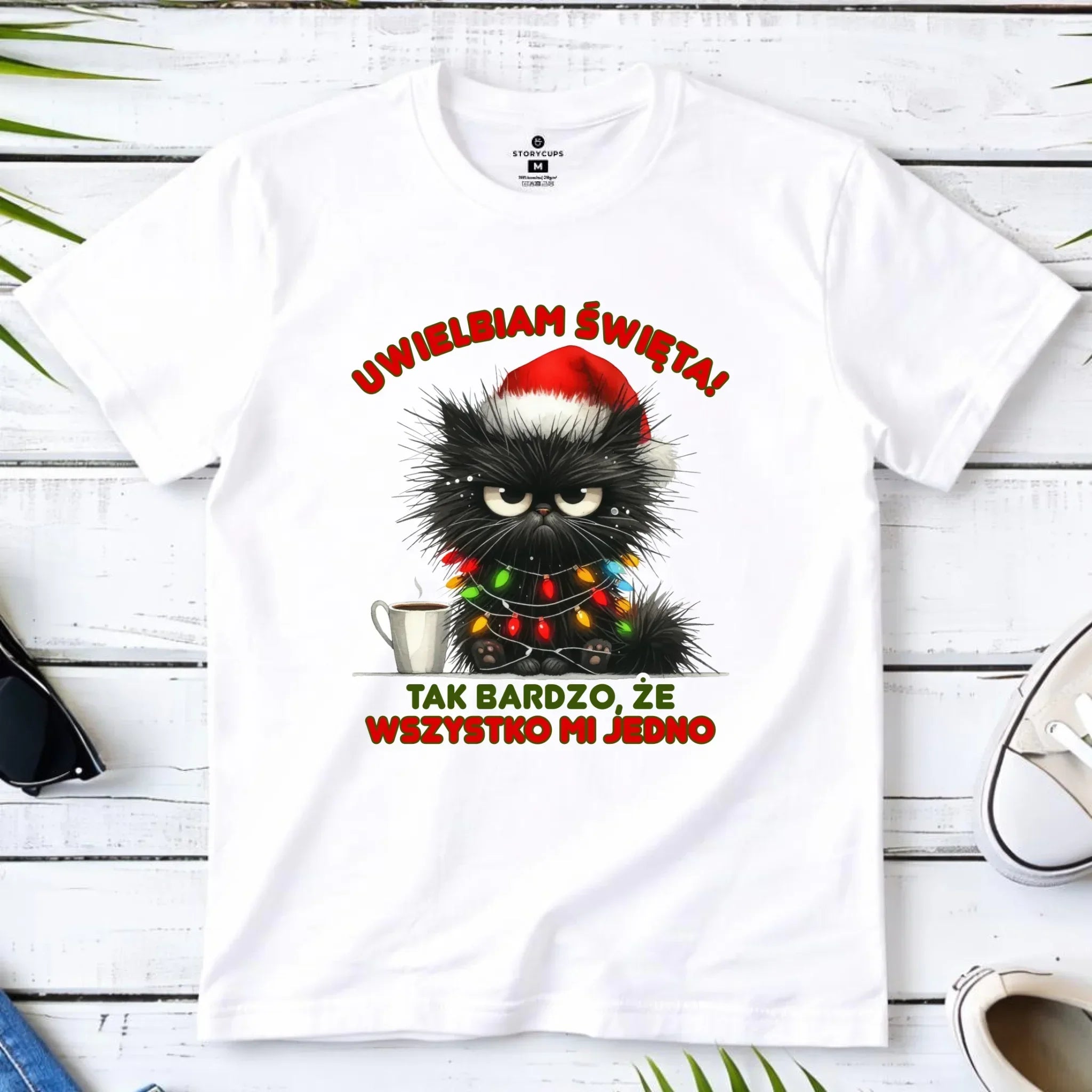 Koszulka dziecięca świąteczna - Kot Maruda Wszystko mi jedno BN35 - StoryCups.pl